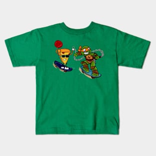 Skating Pizza with Turtle Kids T-Shirt